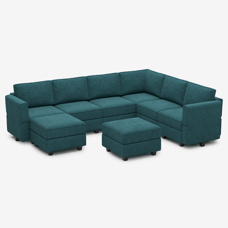 Belffin 7 Seats + 9 Sides Modular Terry Sofa with Storage Seat and Ottoman