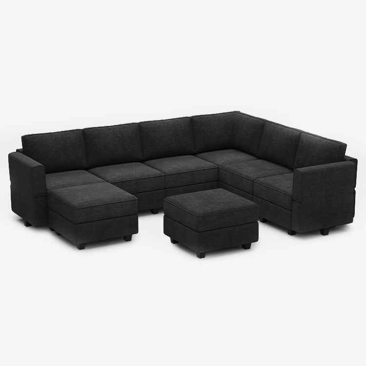 Belffin 7 Seats + 9 Sides Modular Terry Sofa with Storage Seat and Ottoman