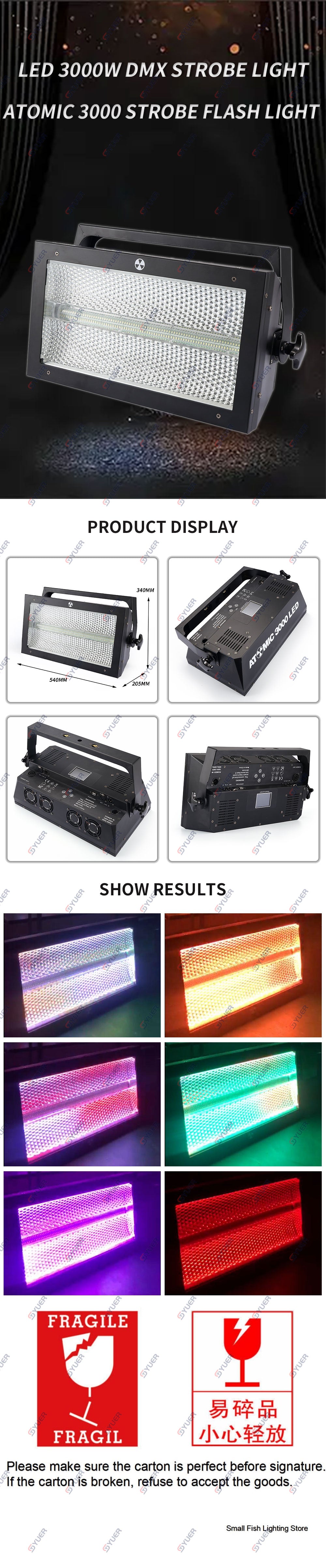 DJ LED Atomic 3000W strobe Colorful DMX Flash Wash Stroboscope array back  Light