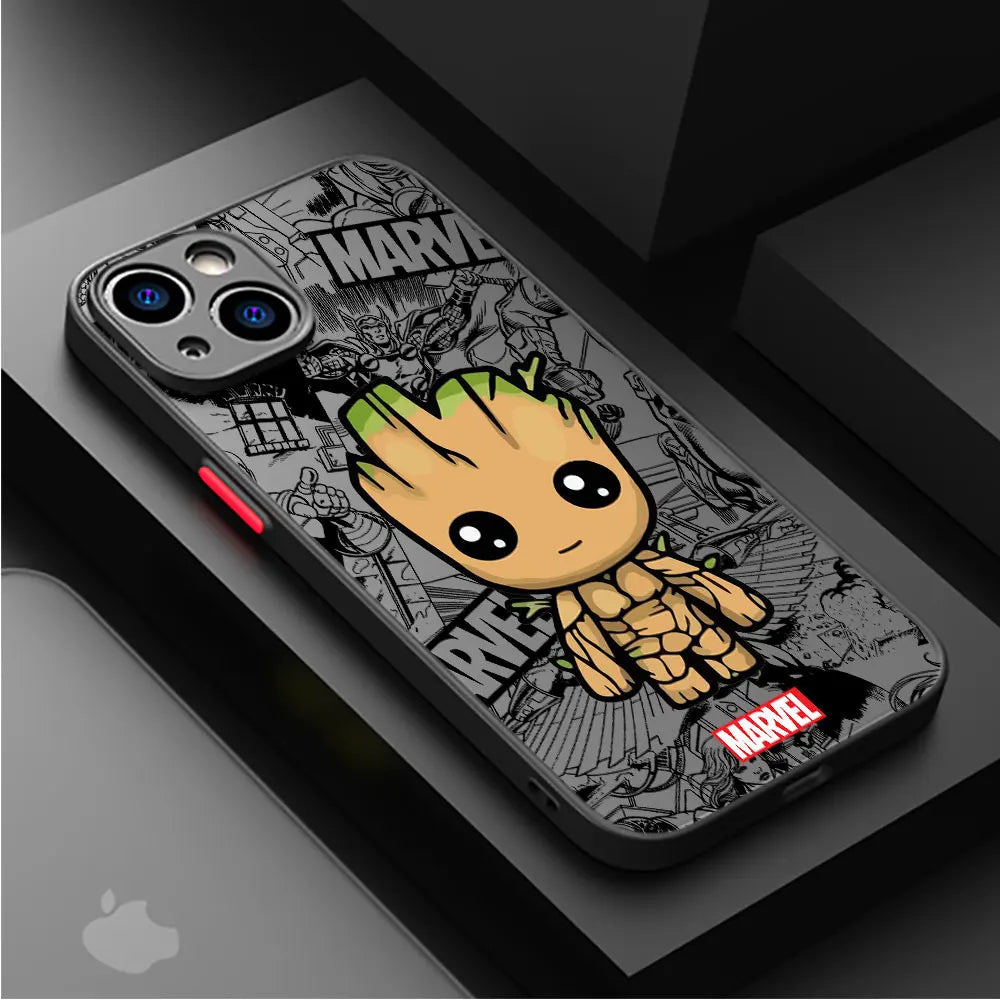 Cartoon Marvel Groot Spiderman Case for iPhone