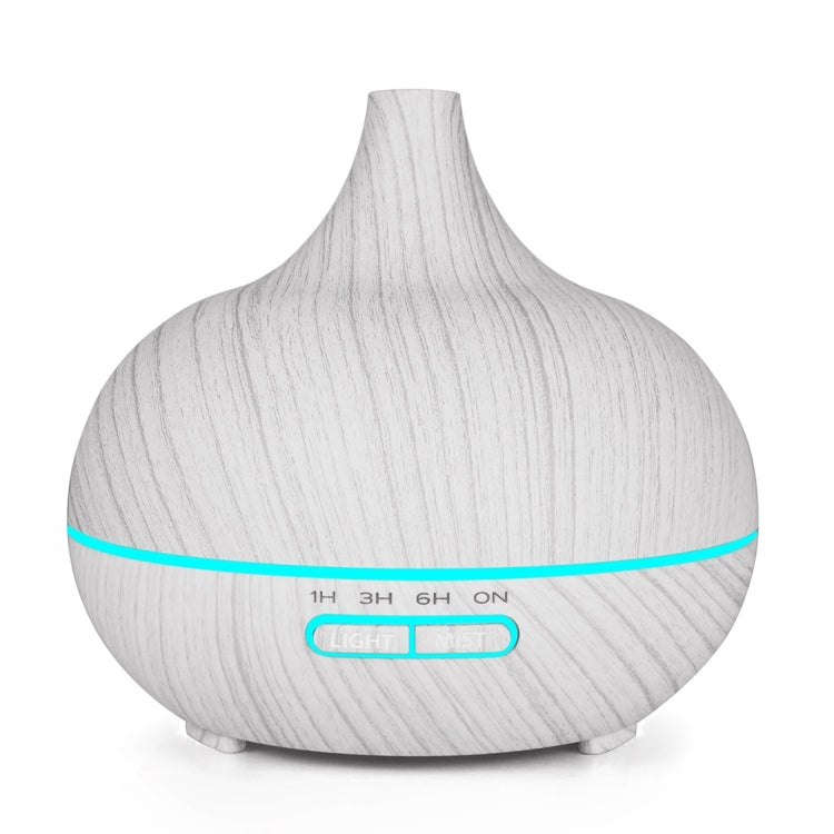USB 400ml Wood Texture Fragrance Machine Pointed Mouth Humidifier Automatic Alcohol Sprayer with Colorful LED Light(White)