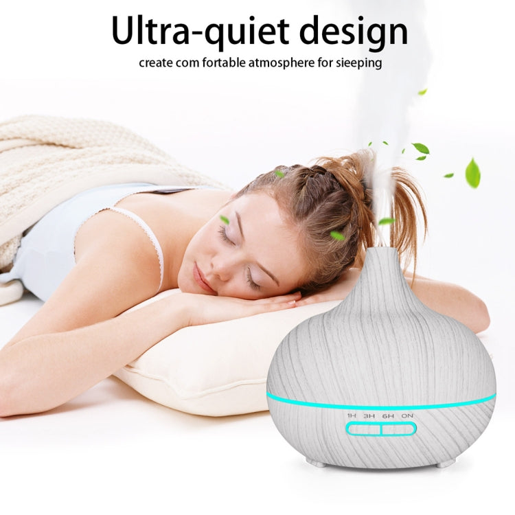 USB 400ml Wood Texture Fragrance Machine Pointed Mouth Humidifier Automatic Alcohol Sprayer with Colorful LED Light(White)