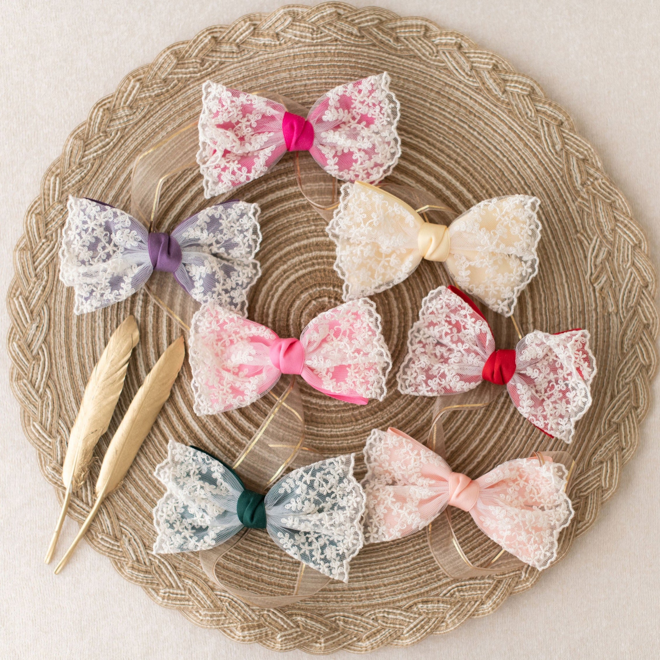  Embroidery Large Bow Hair Clip