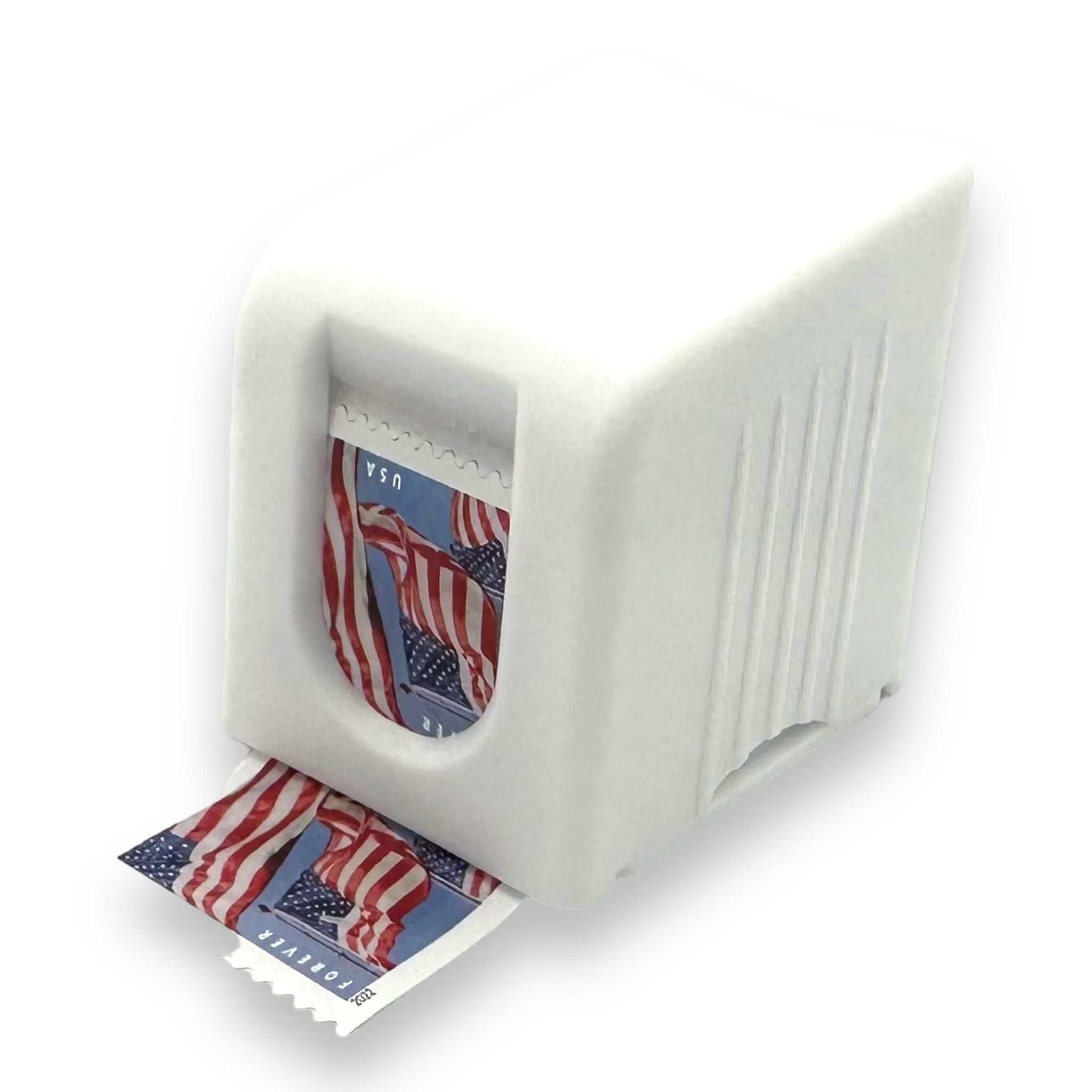 White Stamp Roll Dispenser w/ 100 ct Roll Stamps