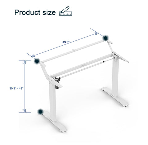metal adjustable desk size