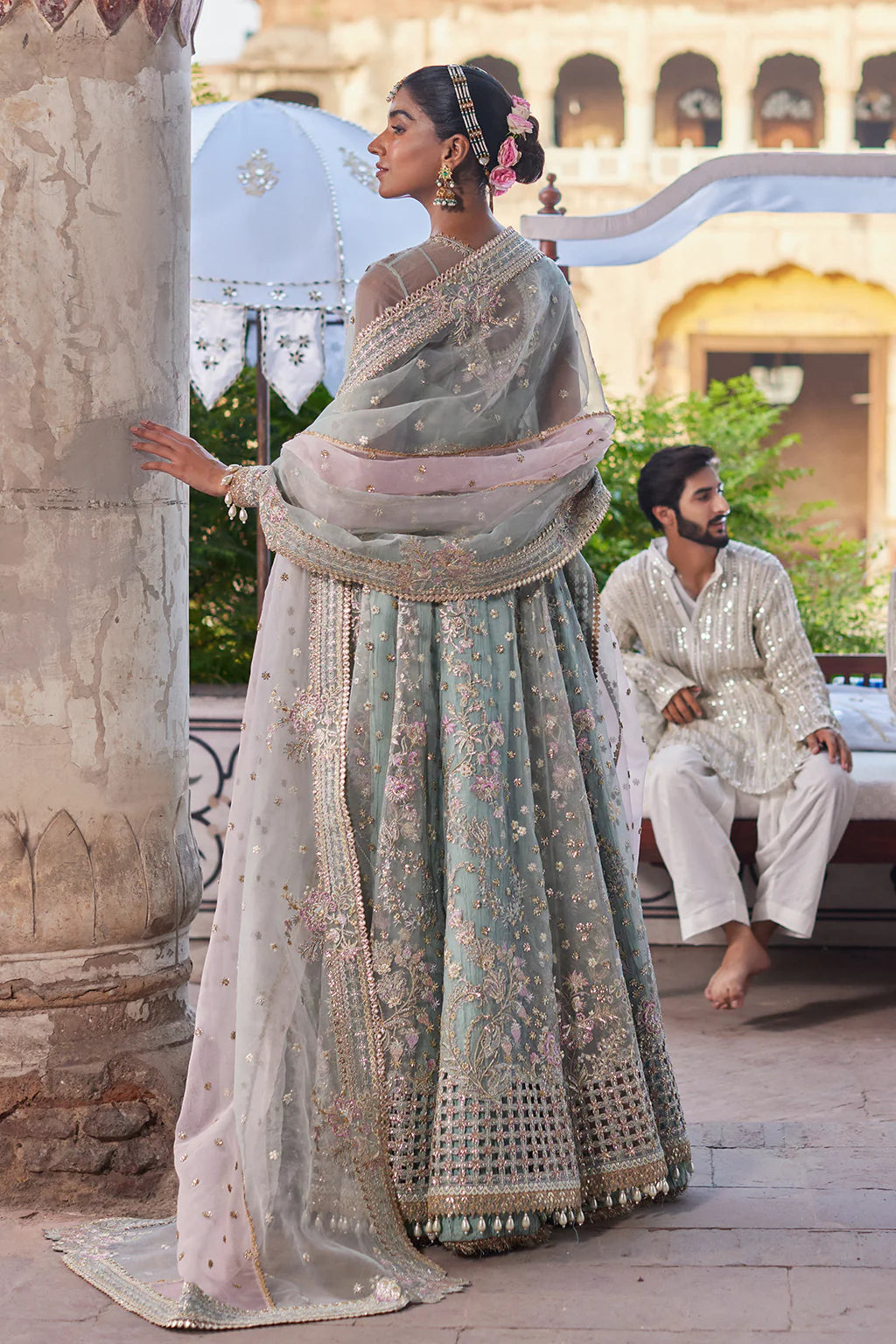 Mehrunisa | Wedding Wear Organza Embroidered Maxi Dress