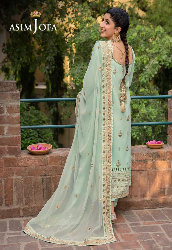 Asim Jofa | Embroidered Lawn Silk Suit