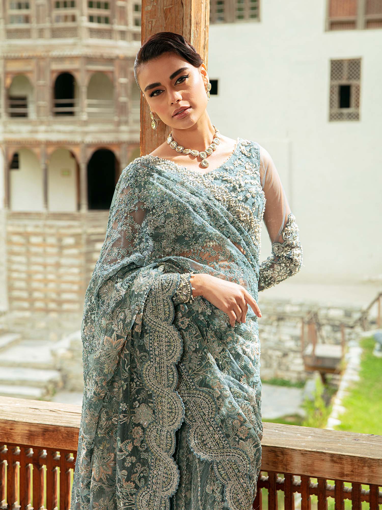 Resham | Embroidered Net Saree