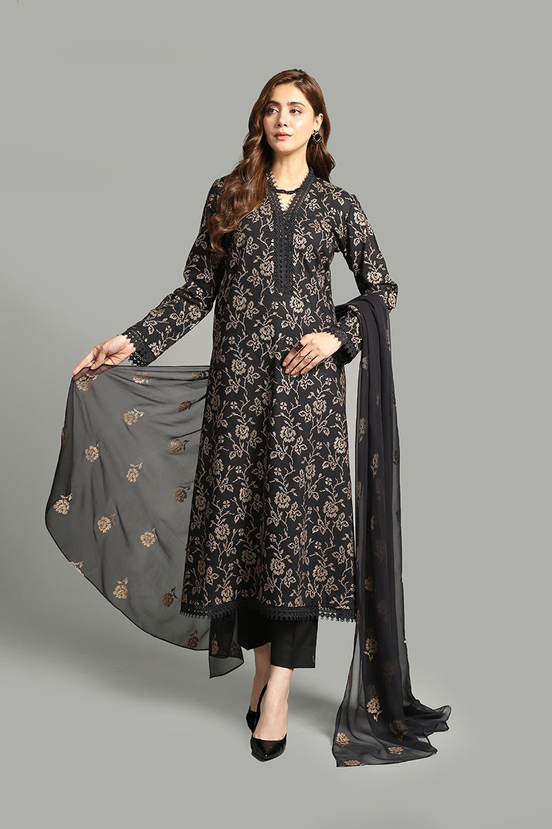 CLASSIC FLORA | Embroidered Cotton Karandi Suit