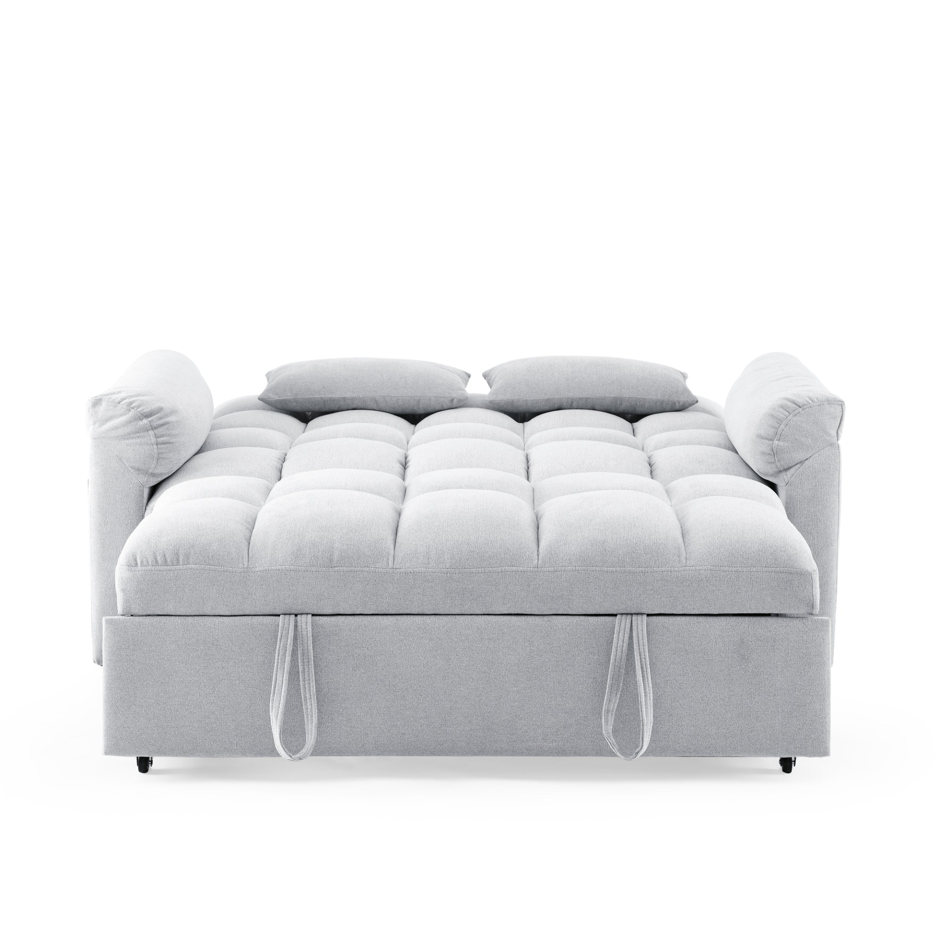 Light Grey Modern Luxury Loveseats Sofa Bed with Pull-out Bed