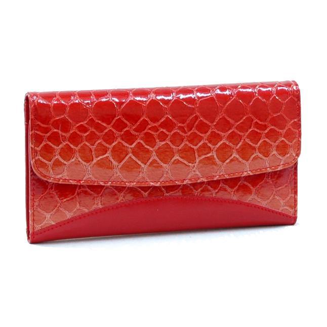 Woman Fashion Snake Skin Fold Over Flap Checkbook Wallet