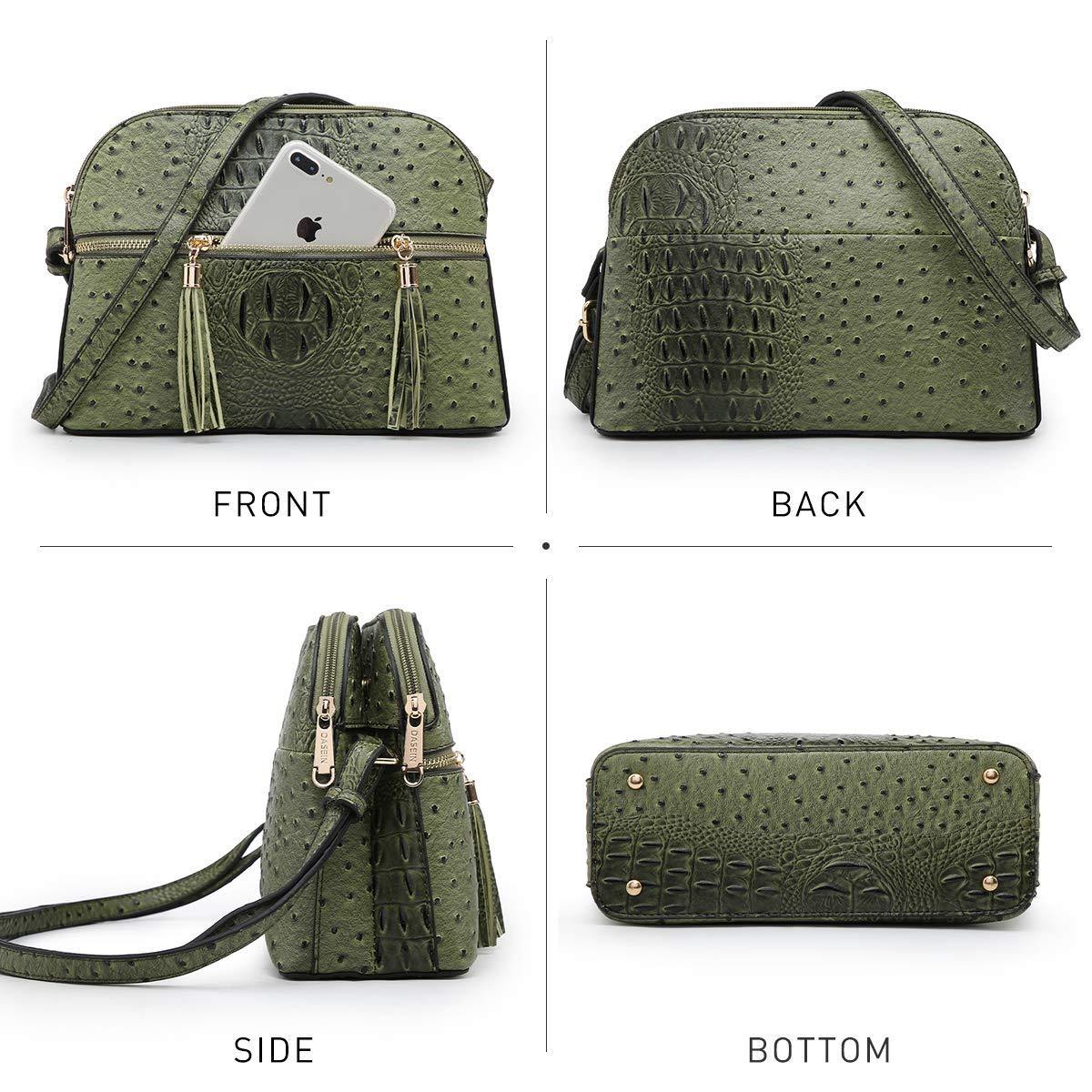 Fashion Embossed Pattern Tassel Crossbody Bag