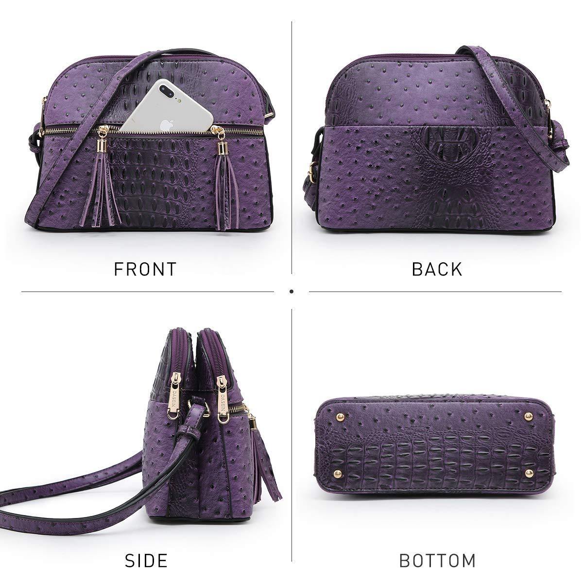 Fashion Embossed Pattern Tassel Crossbody Bag