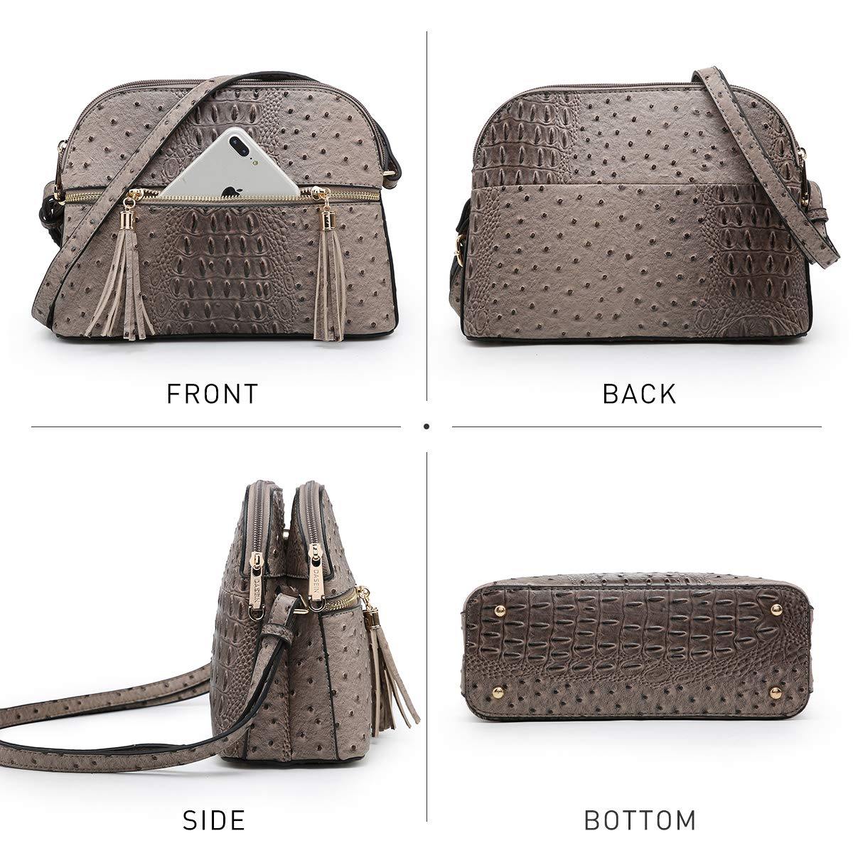 Fashion Embossed Pattern Tassel Crossbody Bag