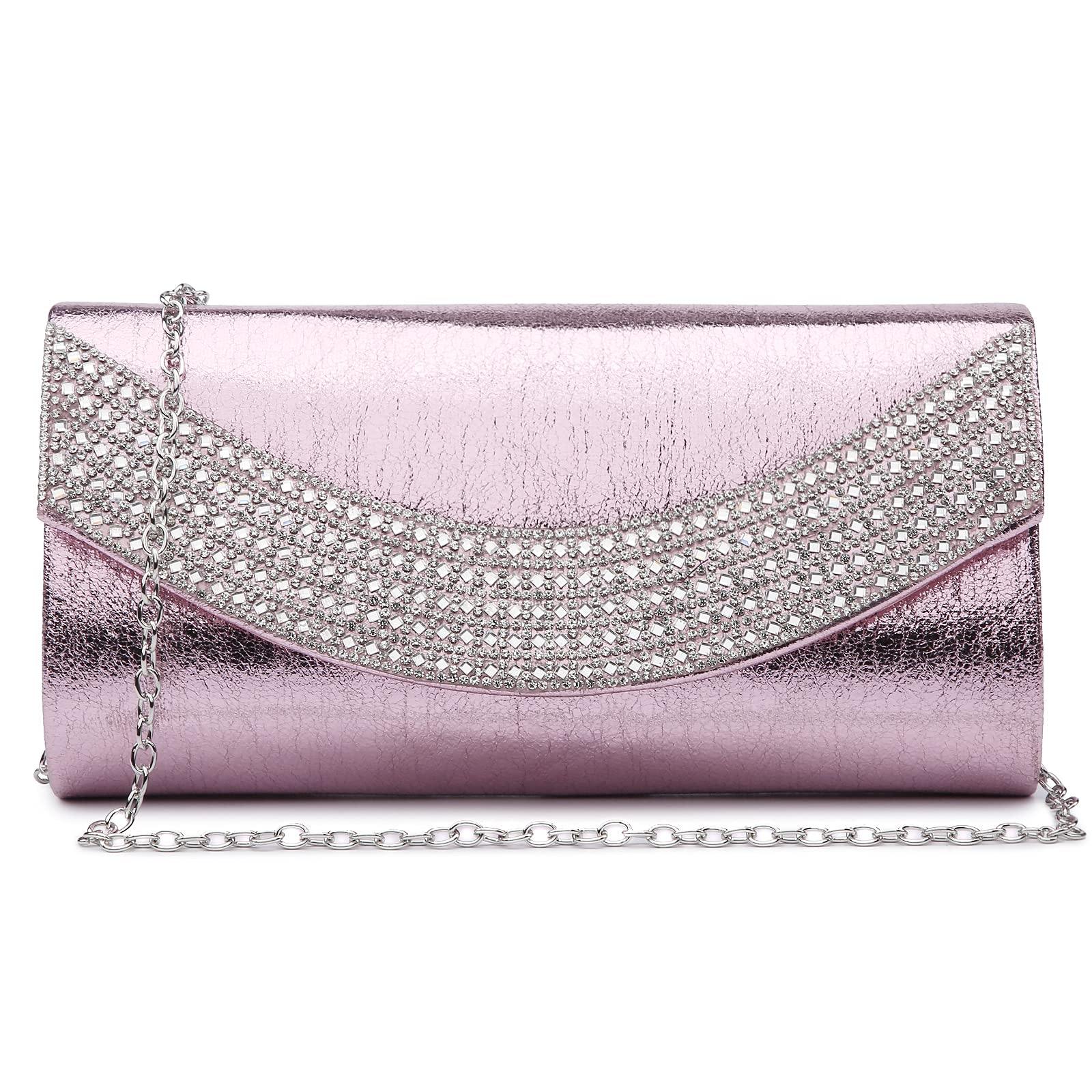 PU Leather Rhinestone Evening Bags Formal Wedding Party Purse Dasein