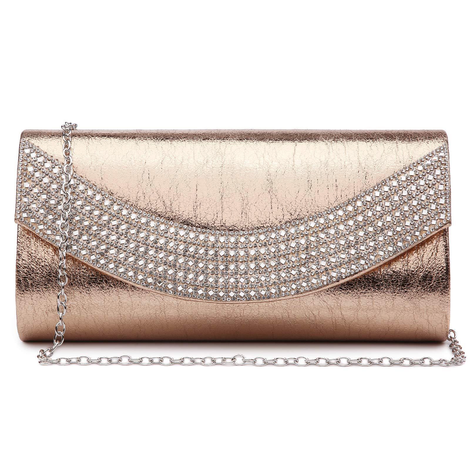 PU Leather Rhinestone Evening Bags Formal Wedding Party Purse Dasein