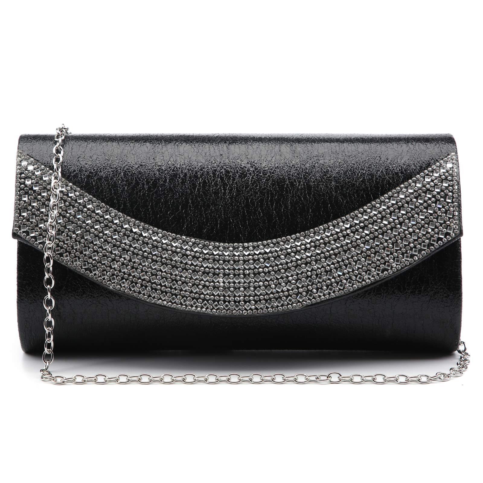 PU Leather Rhinestone Evening Bags Formal Wedding Party Purse Dasein