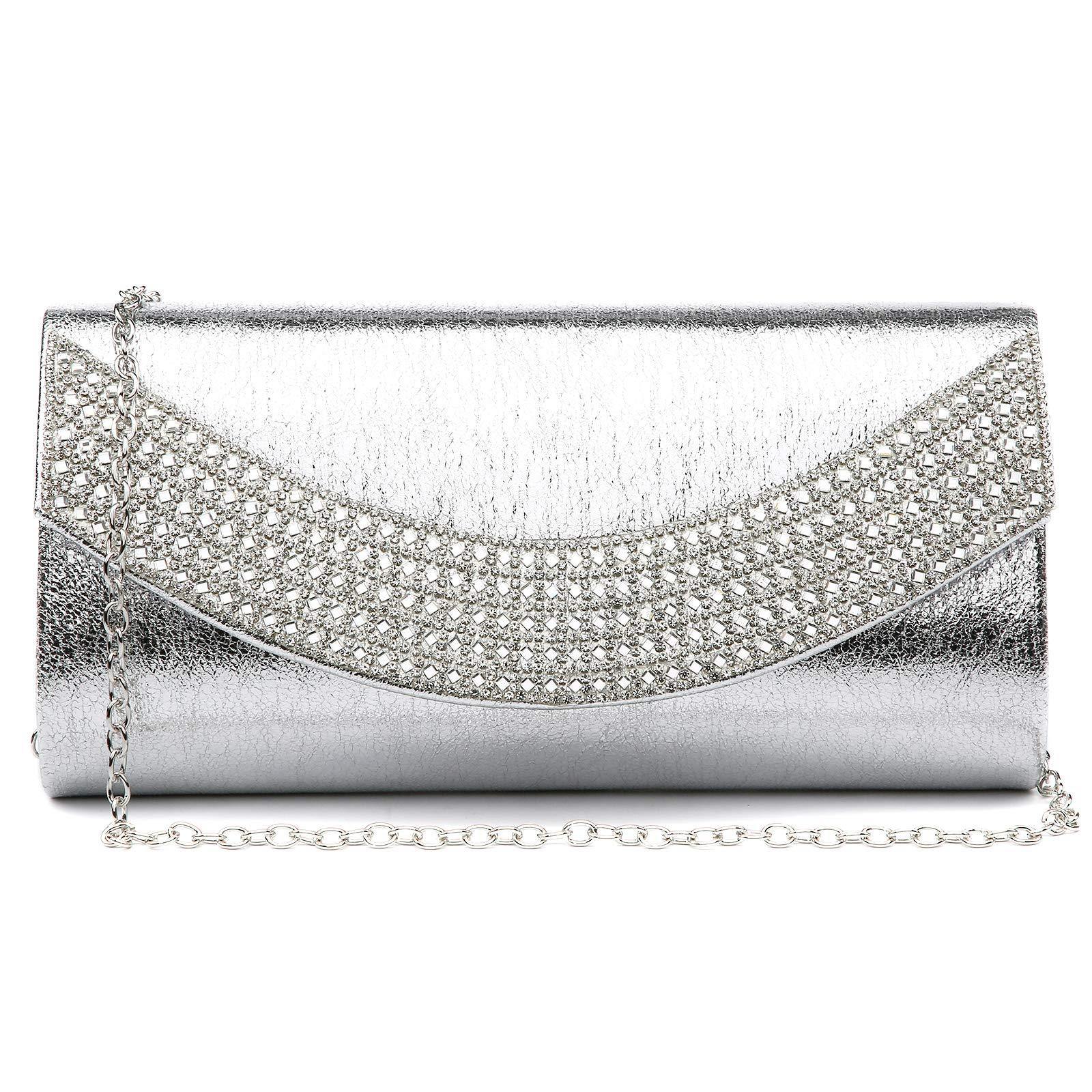 PU Leather Rhinestone Evening Bags Formal Wedding Party Purse Dasein