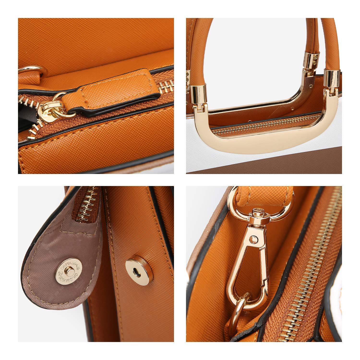 Saffiano Striped Briefcase Handbag