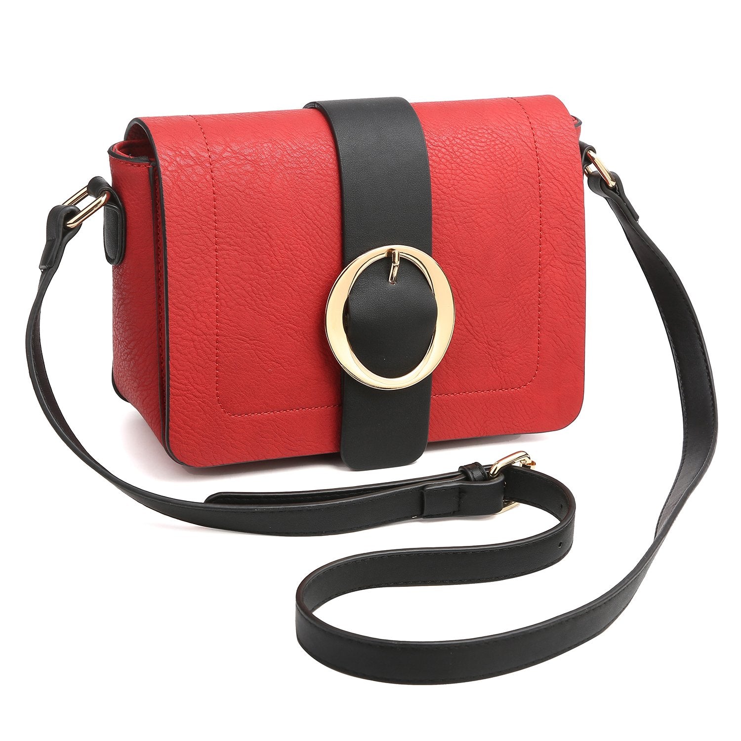 Concise Style Buckle Gold-Tone Ring Crossbody Bag