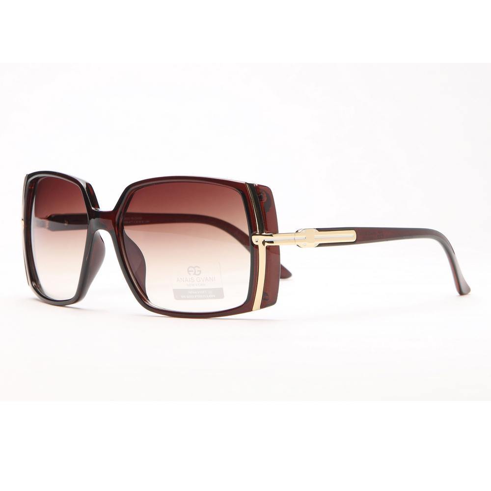 Classic Square Frame Sunglasses w/ Gold Lined Accent