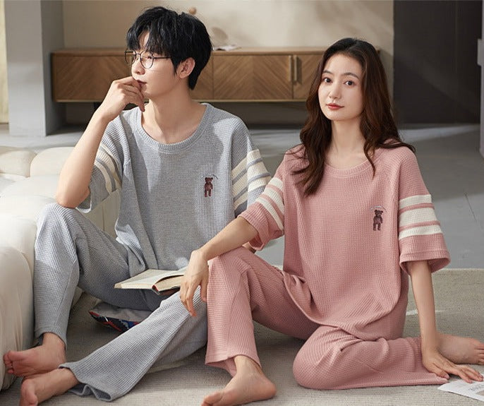 Short Sleeve Pajamas Sleepwear Set for Couples