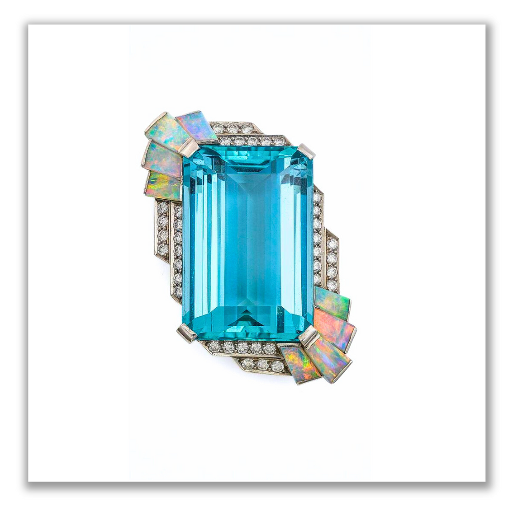 Raymond Yard Aquamarine and Opal Clip, c_ 1935
