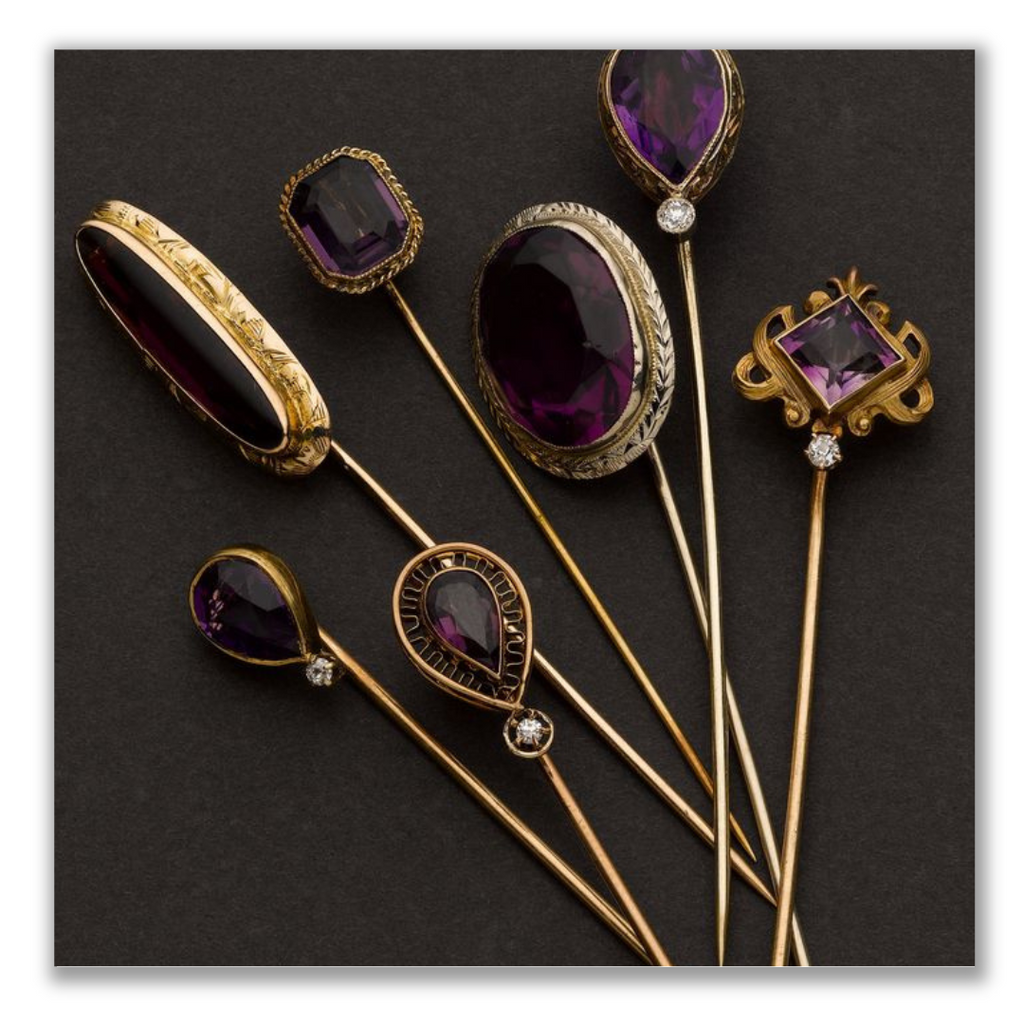 Seven Amethyst & Gold Stick Pins Heritage Auctions