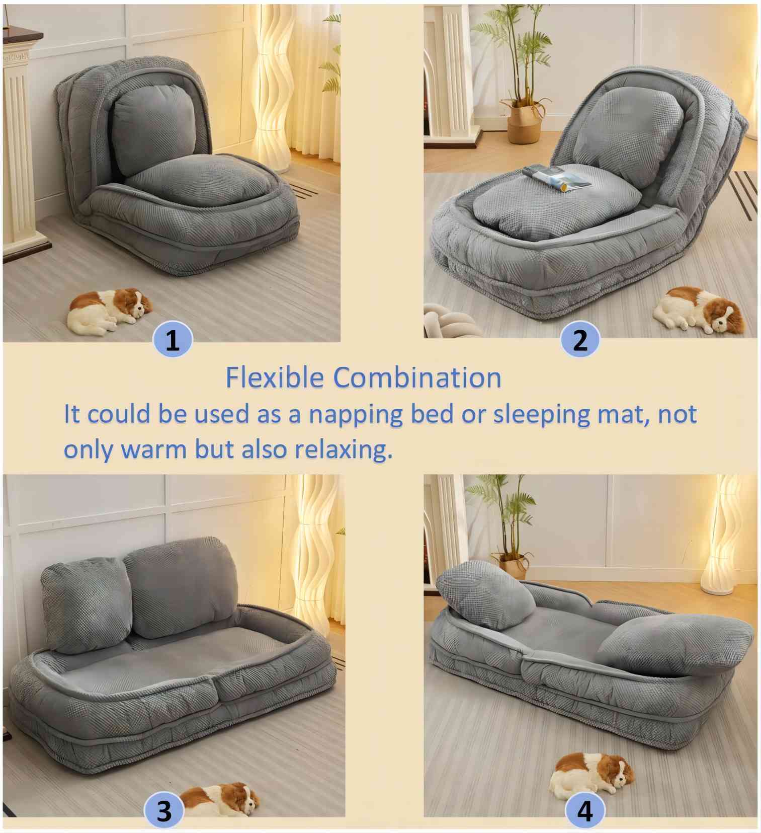 [VIDEO provided] Human Dog Bed ,Lazy Sofa Couch ,5 Adjustable Position,sit,sleep,fold,suit to put in bedroom, living room ,Space Saving Design