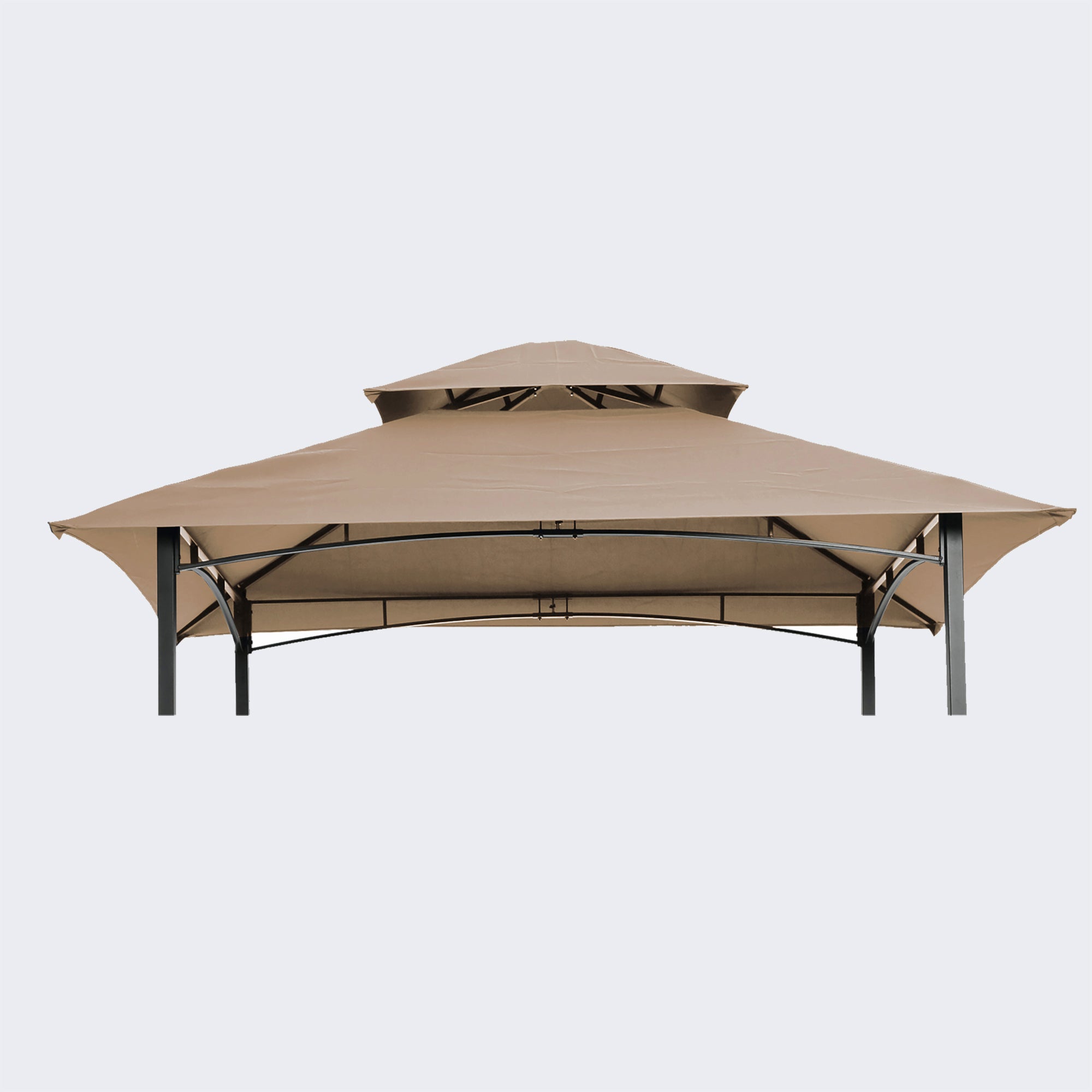 8x5Ft Grill Gazebo Replacement Canopy,Double Tiered BBQ Tent Roof Top Cover,Beige