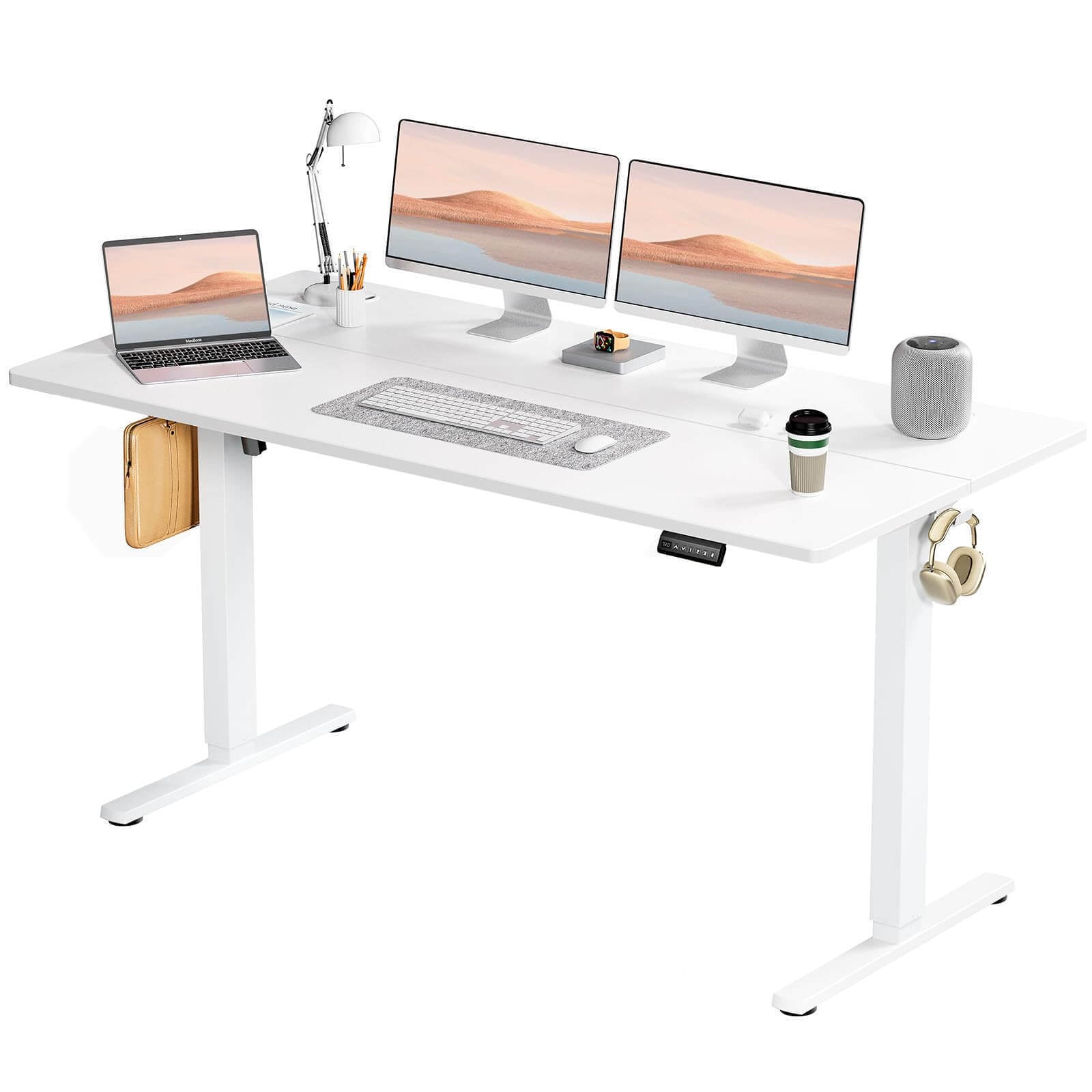 Electric Height Adjustable Standing Desk,Sit to Stand Ergonomic Computer Desk,White,63' x 24