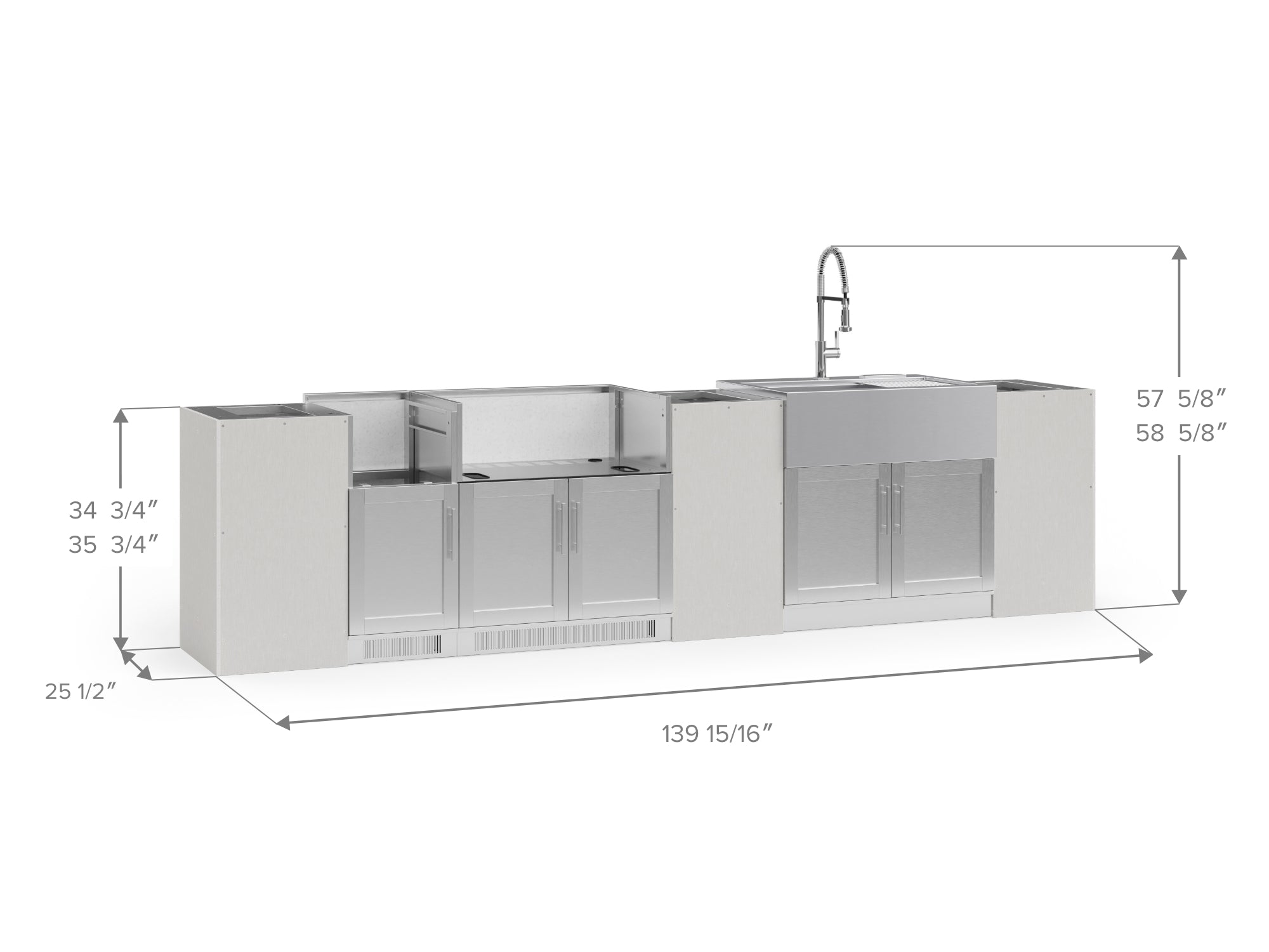 NewAge | Outdoor Kitchen Signature Series 8 Piece Cabinet Set With Dual side Burner, Sink and Grill Cabinet
