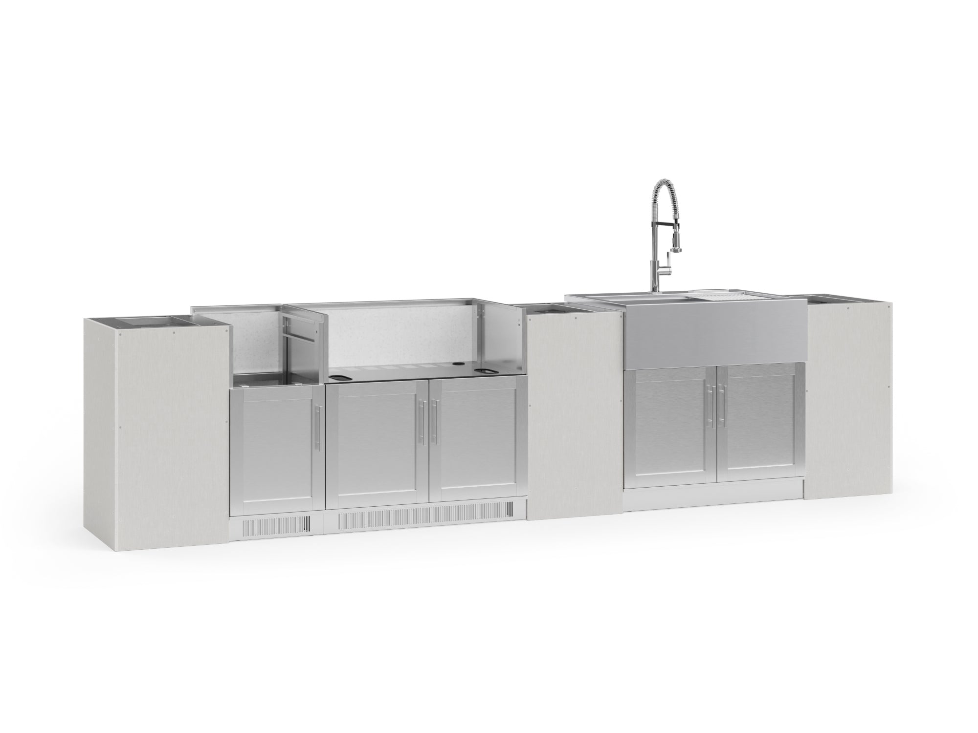 NewAge | Outdoor Kitchen Signature Series 8 Piece Cabinet Set With Dual side Burner, Sink and Grill Cabinet