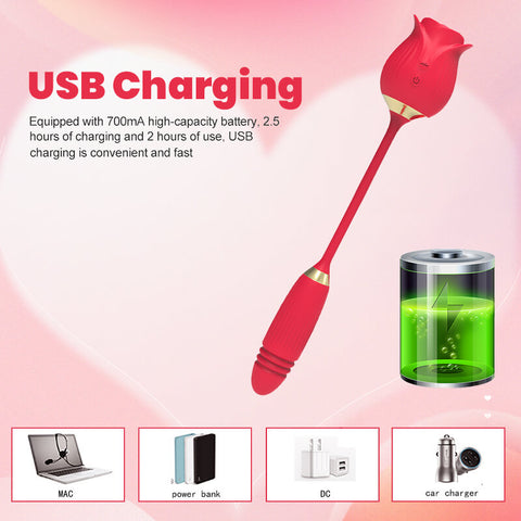 Telescopic Rose Shaker Sex Toy 2 rose toy clit sucker vibrator red