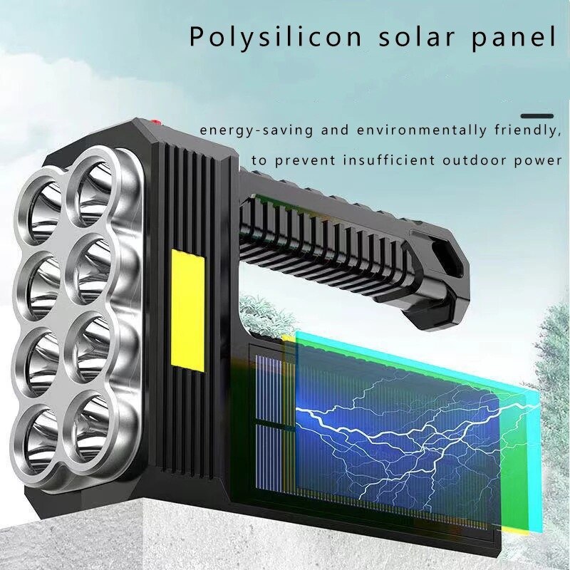 8LED Rechargeable Flashlight Solar Powered