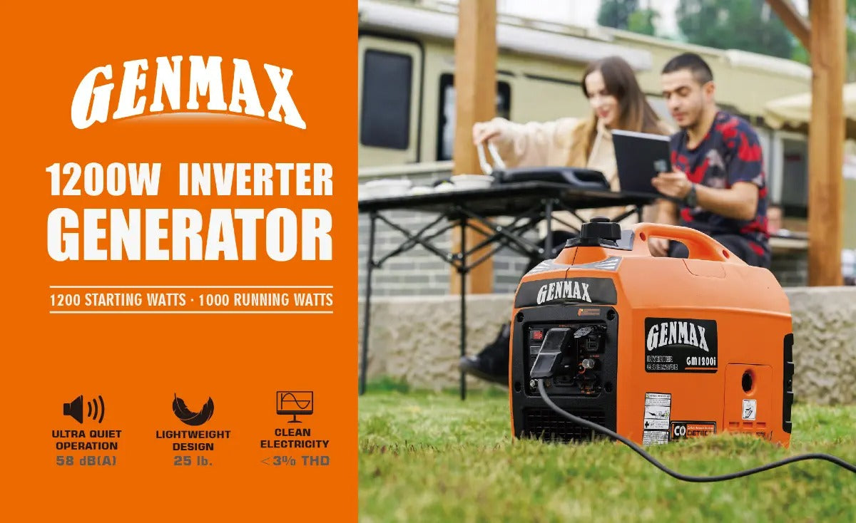 GENMAX GM1200i 1200 Watt Gasoline Inverter Generator with CO Detect