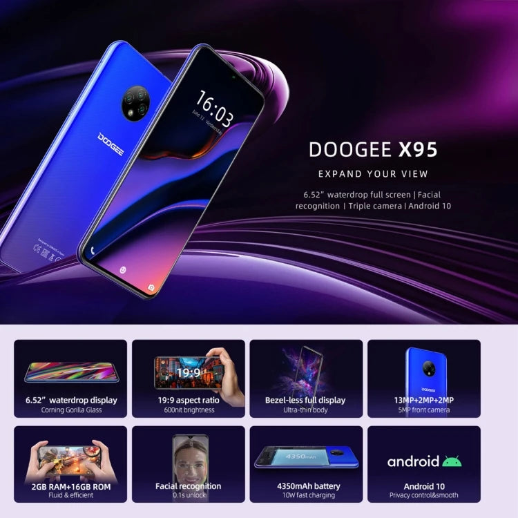 DOOGEE X95 2GB+16GB 6.52 inch Mobile Phones 4G Android 10 Smartphones