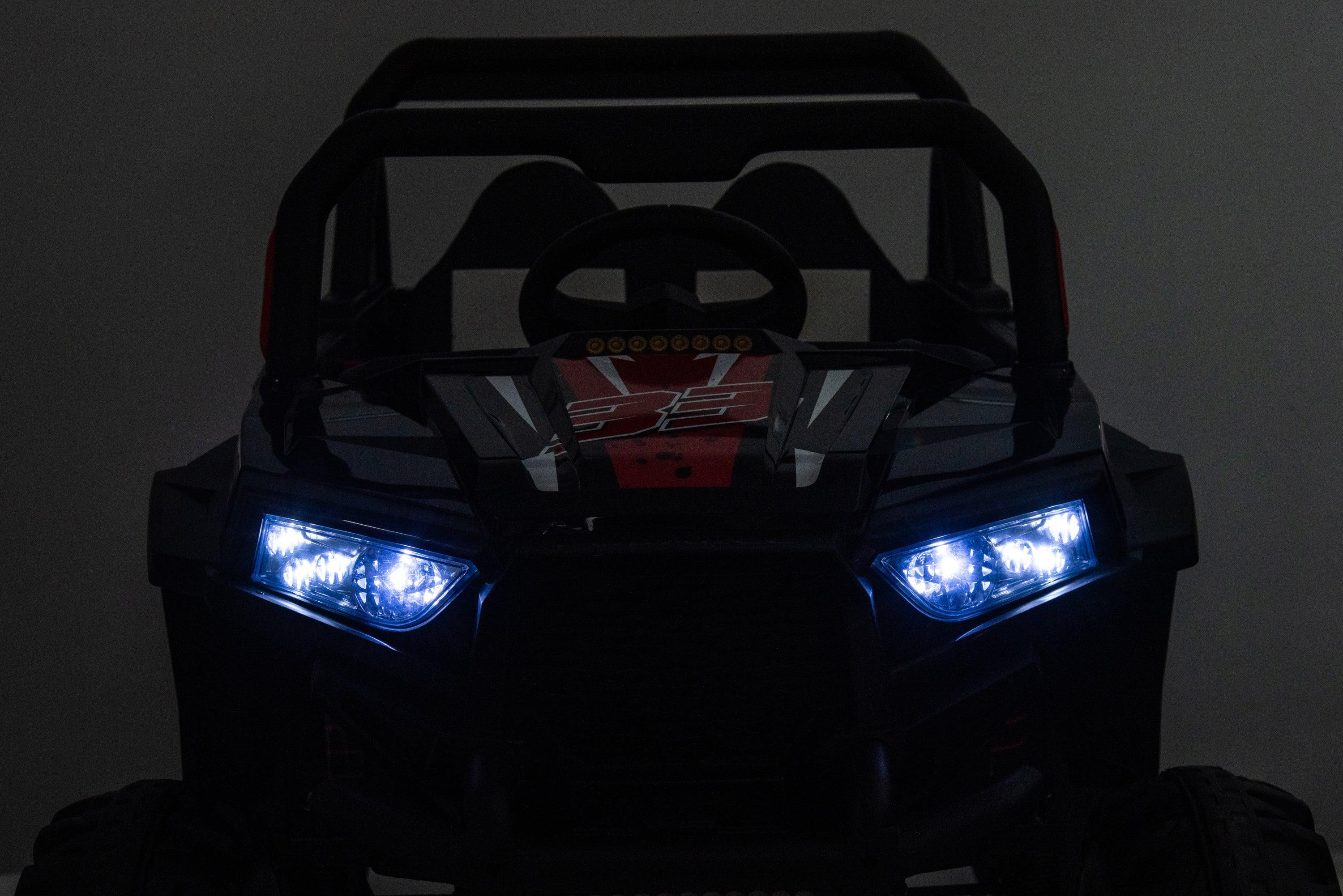 ???? 12V7Ax2 30W*4 Four-Wheel Drive Electric Ride On Open Car One Button Start, Forward & Backward, High & Low Speed, Music, Front Light, Power Display,  2.4G R/C, Seat Belt Four Wheel Absorber