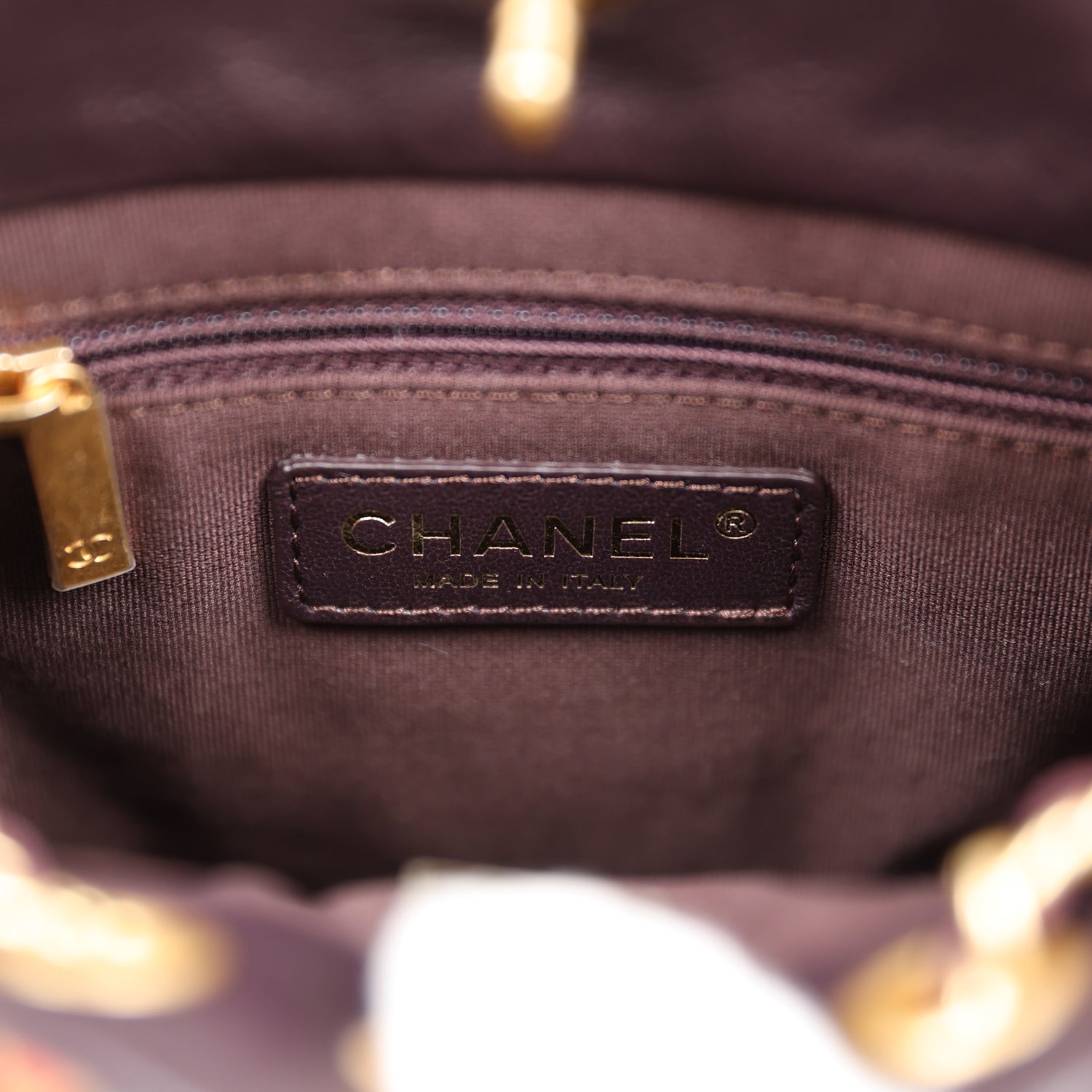Chanel Small Drawstring Backpack Multicolored Tweed Antique Gold Hardware