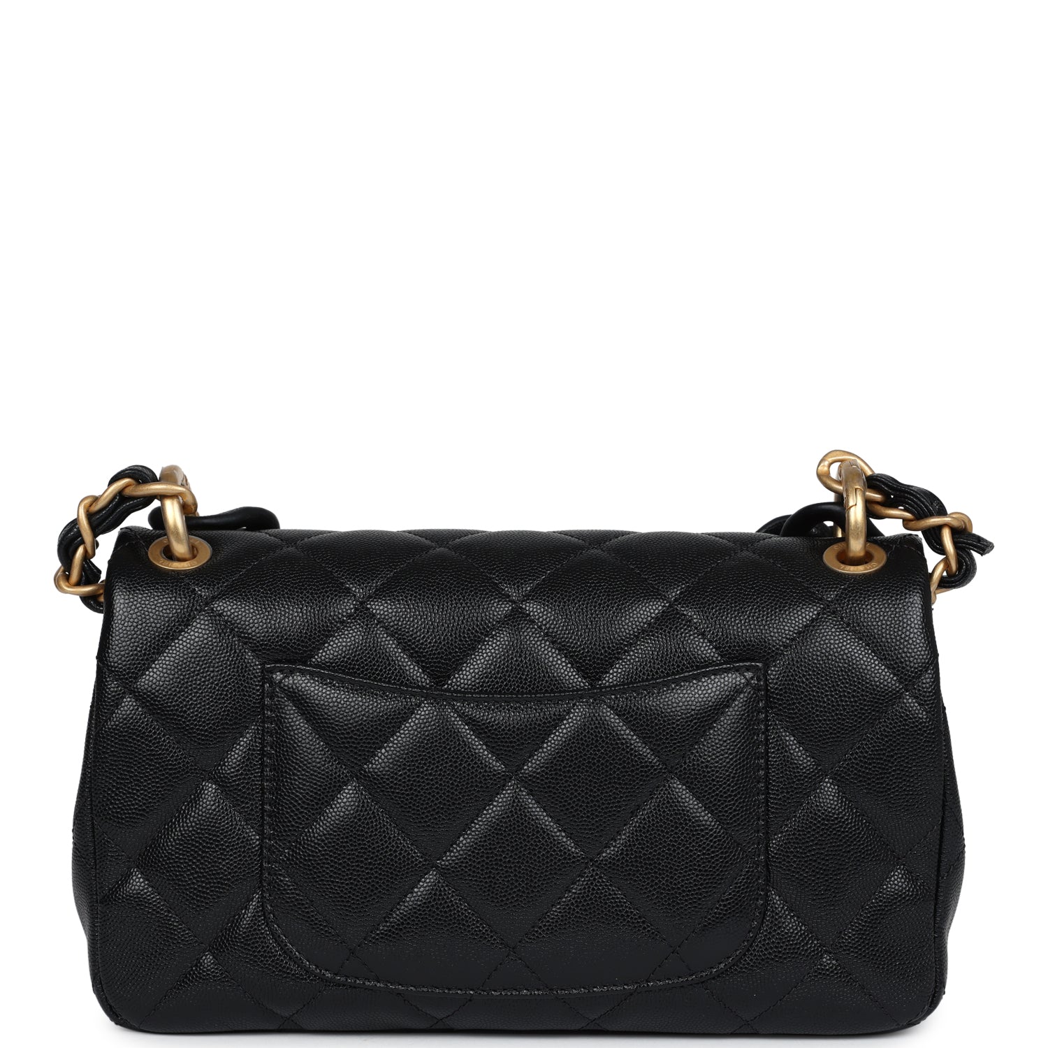 Chanel Medium Top Handle Flap Black Caviar Brushed Gold Hardware