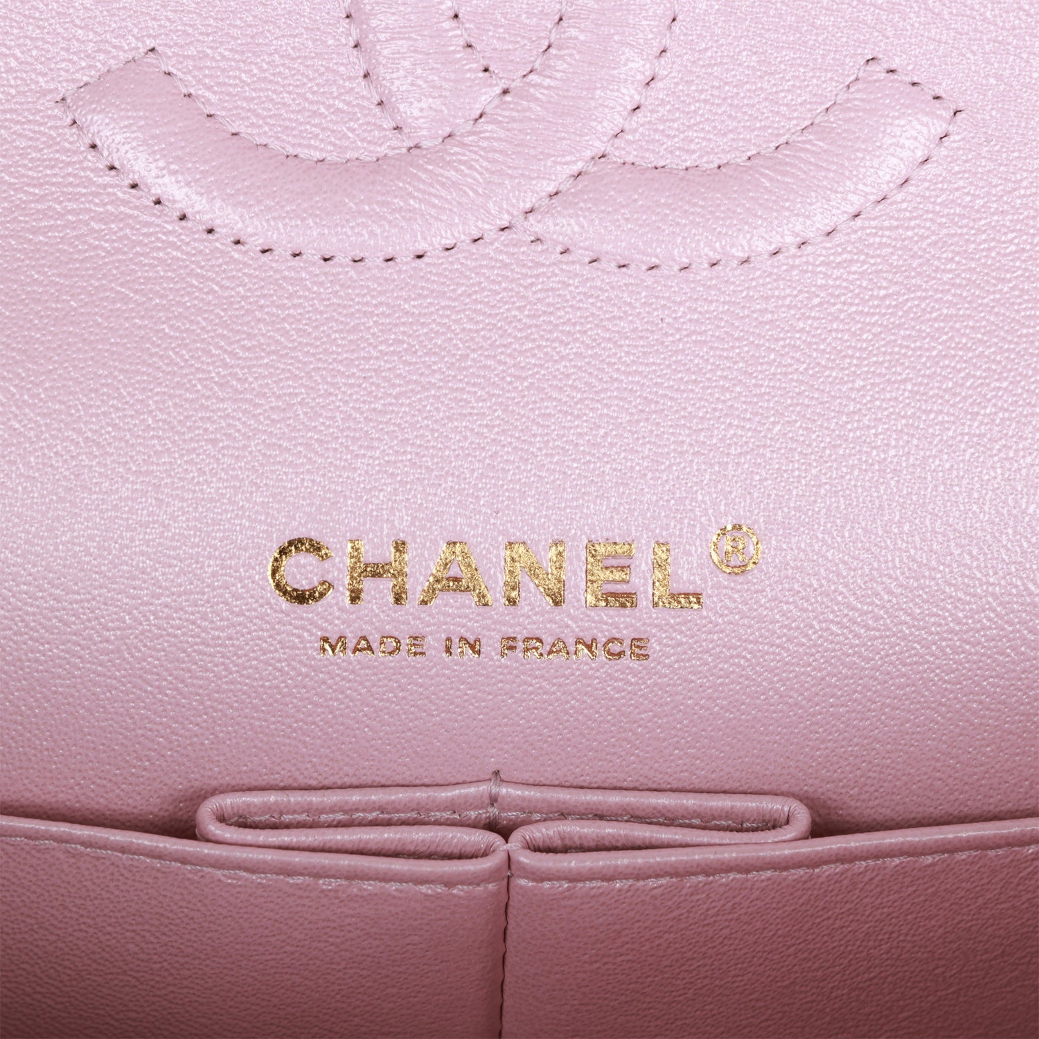 Chanel Medium Classic Double Flap Bag Pink Iridescent Lambskin Light Gold Hardware