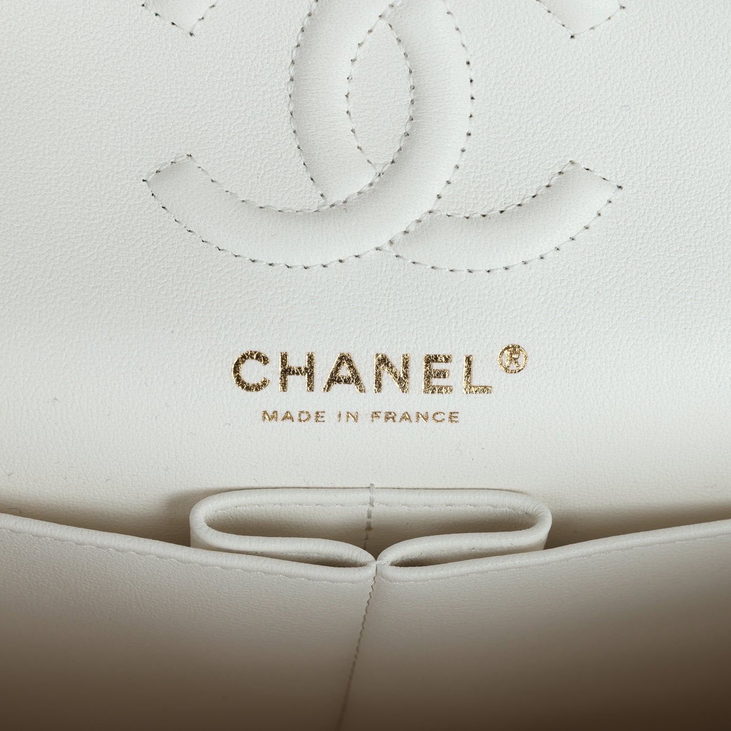 Chanel Small Classic Double Flap White Caviar Light Gold Hardware