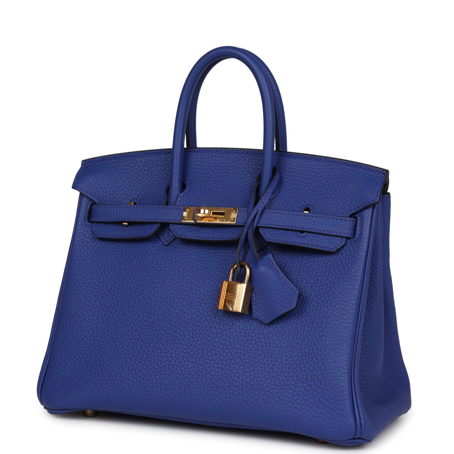 Pre-owned Hermes Birkin 25 Bleu Electric Togo Gold Hardware