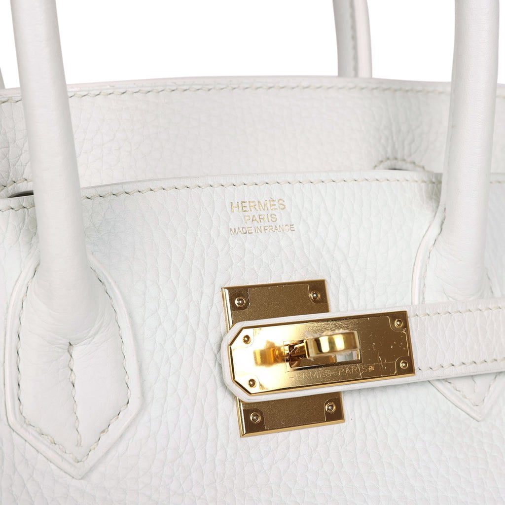 Hermes Birkin 30 White Clemence Gold Hardware