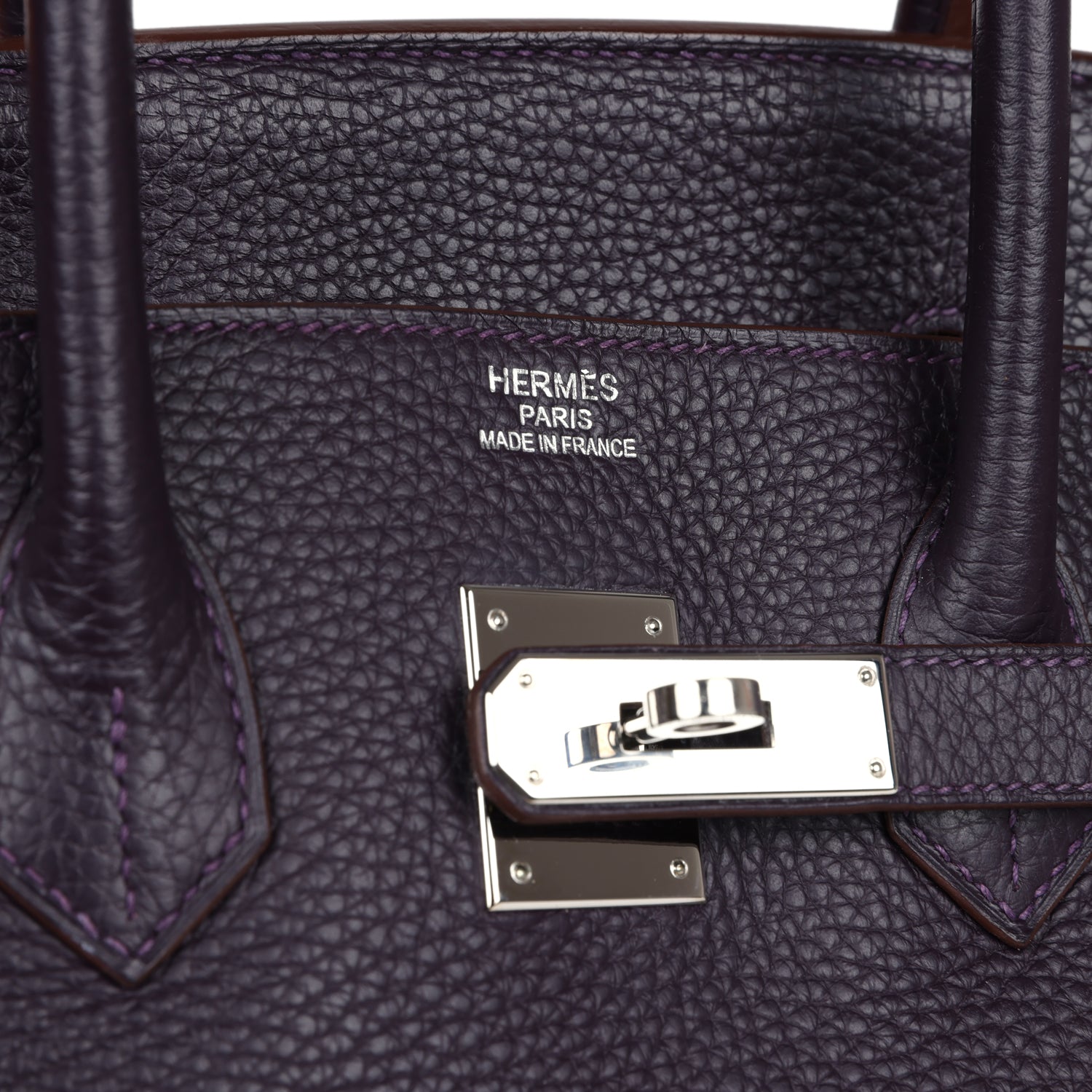 Pre-owned Hermes Birkin 35 Raisin Clemence Palladium Hardware