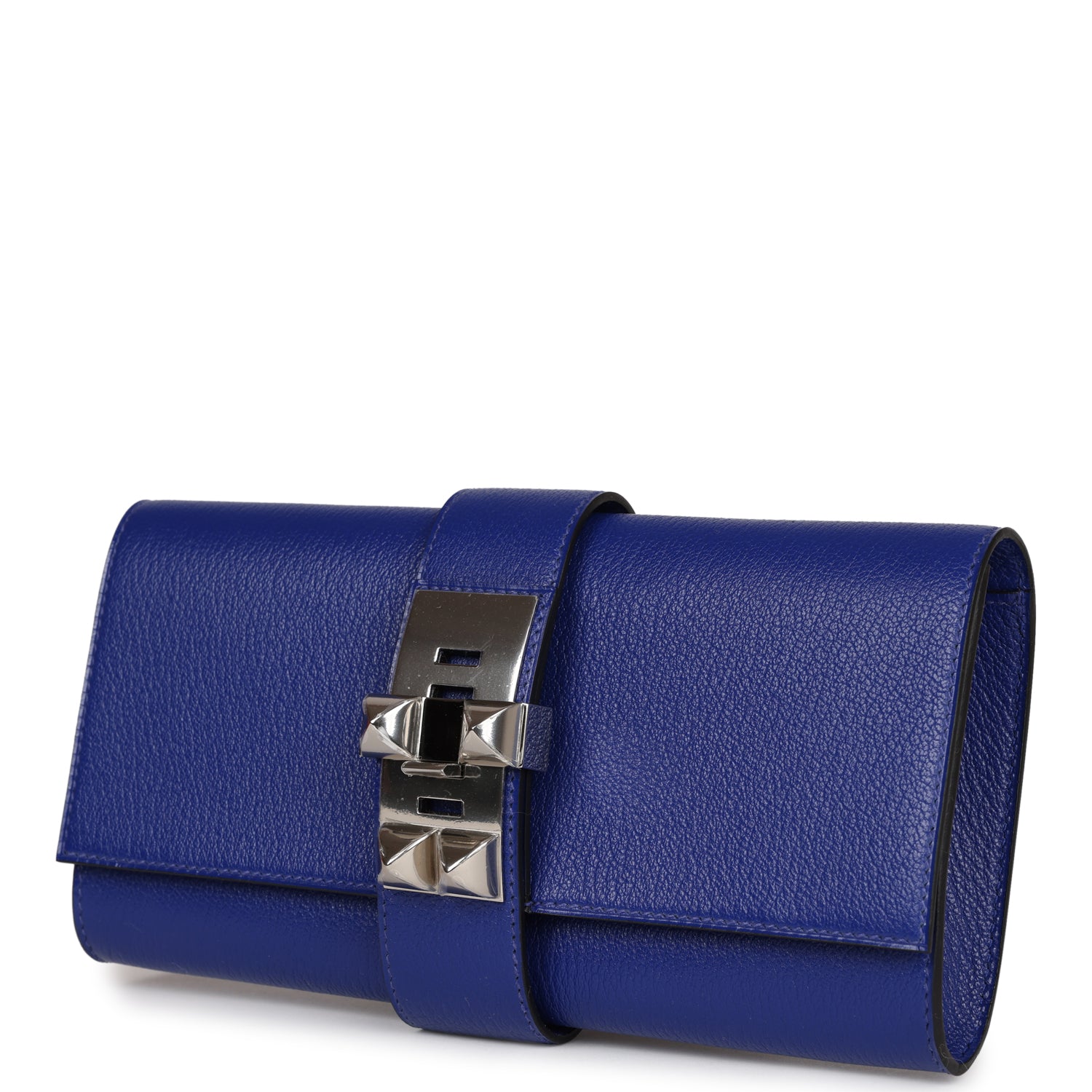 Hermes Medor Clutch 23 Bleu Electric Chevre Mysore Palladium Hardware