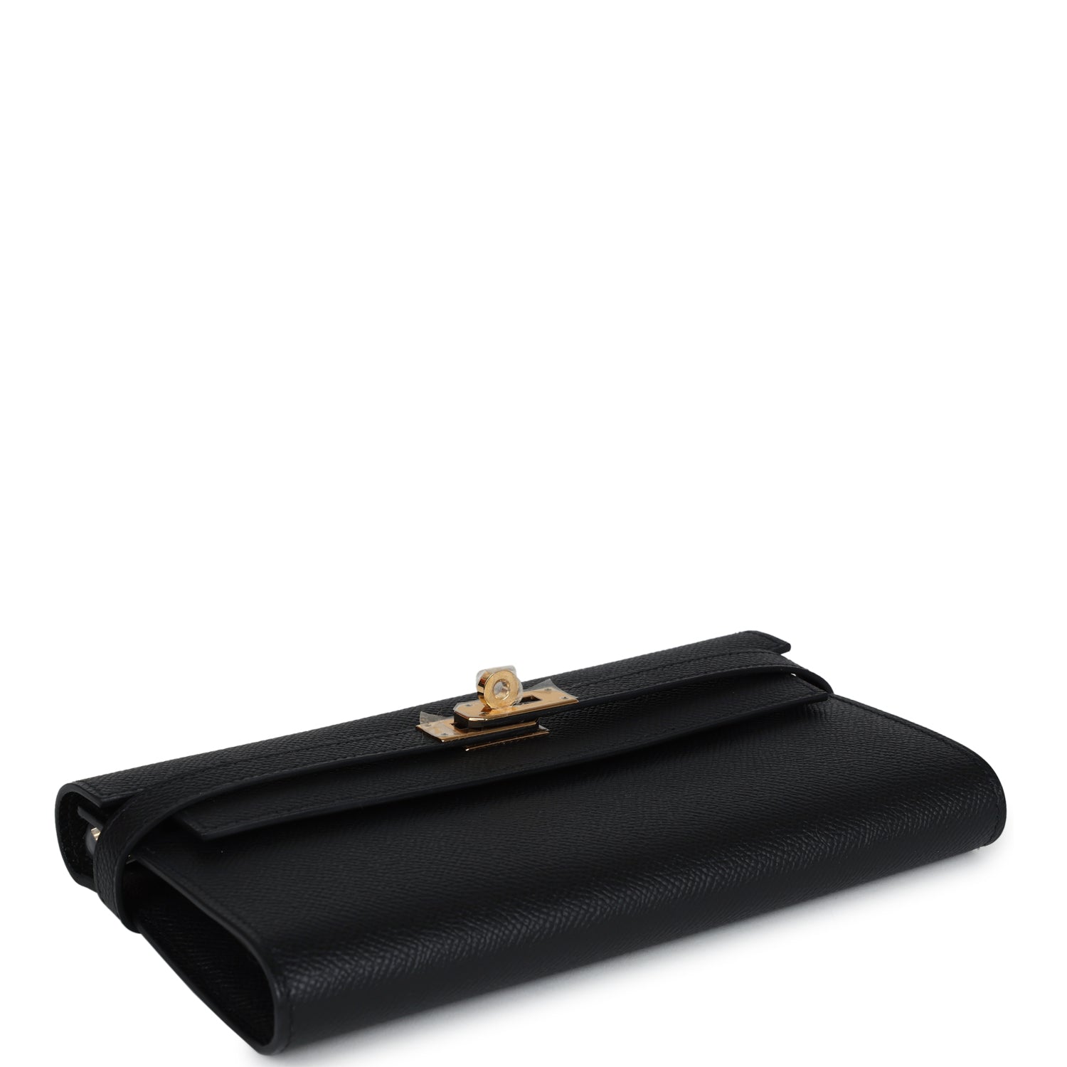 Hermes Kelly Long Wallet Black Epsom Gold Hardware