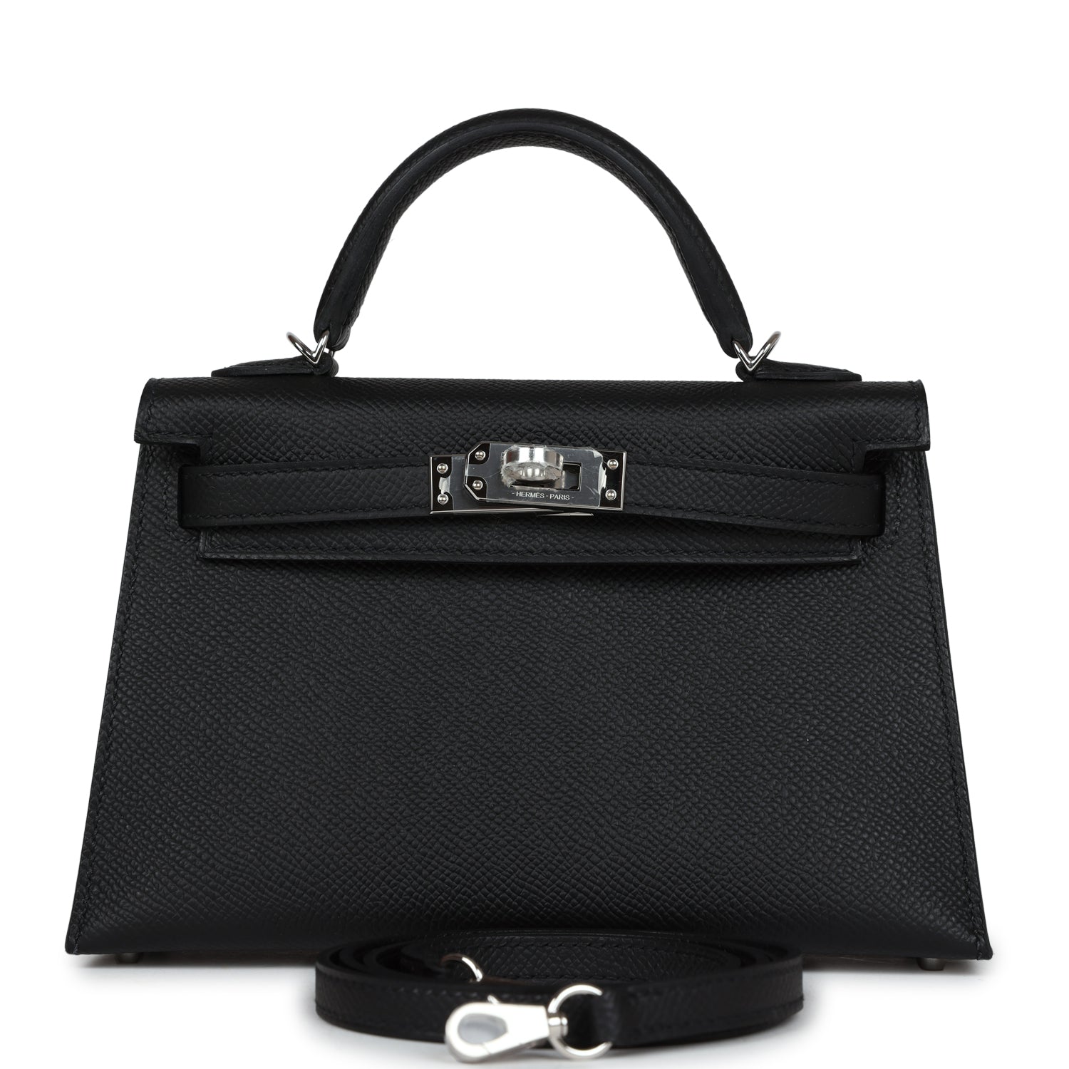 Hermes Kelly Sellier 20 Black Epsom Palladium Hardware