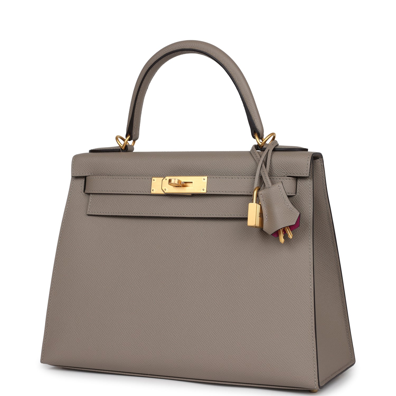 Hermes Special Order (HSS) Kelly Sellier 28 Gris Asphalte Verso Epsom Brushed Gold Hardware