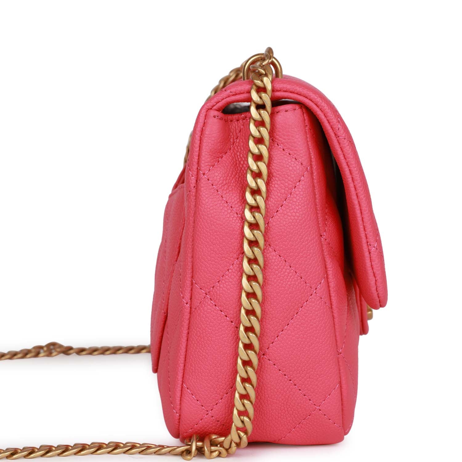 Chanel Medium Sweetheart Crush Flap Bag Pink Caviar Antique Gold Hardware